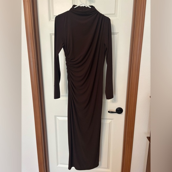 Zara Chocolate Draped Long-Sleeve Maxi Dress - Picture 4 of 5
